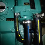 Coolant enters heat exchanger