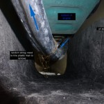Sea water passes under engine on to raw water pump